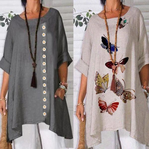 

women's t-shirt 2021 summer short sleeve round neck loose large size printed irregular xl-5xl, White