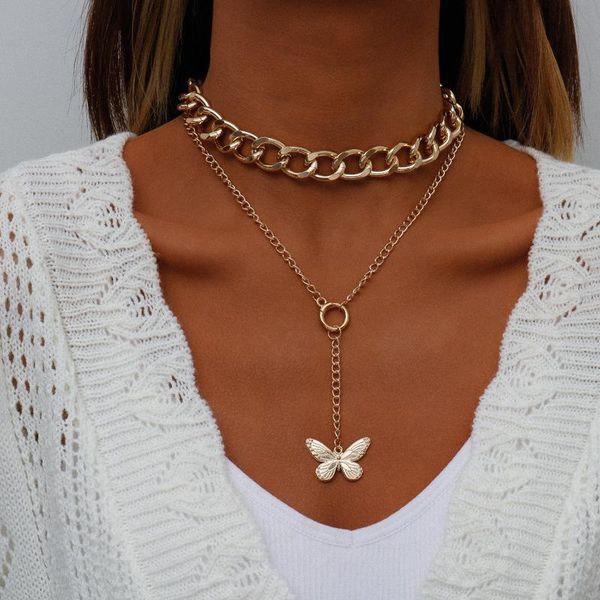 

pendant necklaces bohemia fashion korean link chains choker necklace for women gold silver color butterfly party jewelry gift