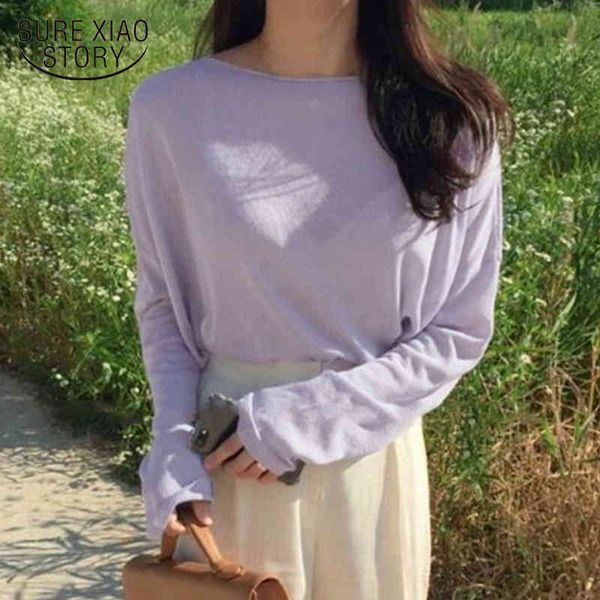 

korean knitted white blouse femme loose oversized shirts for slash neck casual long sleeve women blouses blusas 12179 210415