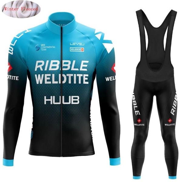 

racing sets 2021 huub winter cycling jersey set ribble weldtite clothing long sleeve men thermal fleece shirt suit bicycle tights mtb, Black;blue
