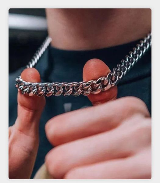 

chains stainless steel chain buckle necklace, Silver