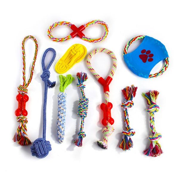 

cat toys 1set funny pet puppy molar cotton rope set clean teething colorful matching dogs interactive chew toy