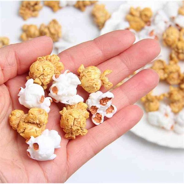 100 stücke Kawaii Verkauf Kunstharz Popcorn Dekorationen Dekoration Miniaturen DIY Dekoration Zentrum Handwerk Großhandel 210811