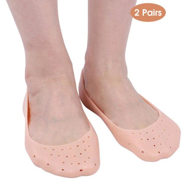 

pair silicone heel protector moisturizing gel socks cracked foot skin guard pain relief cushion pad ankle support, Blue;black