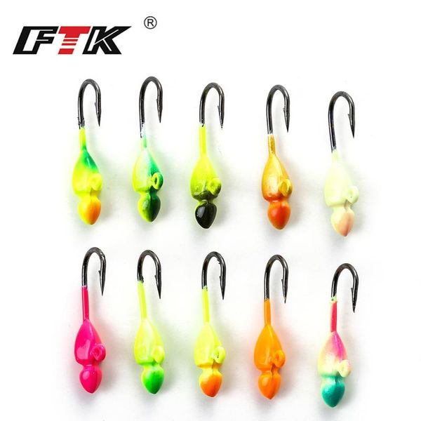 

fishing hooks ftk ice hook 5pcs/lot 1g 1.2g 1.7g jig bait lead head lure bass for fish