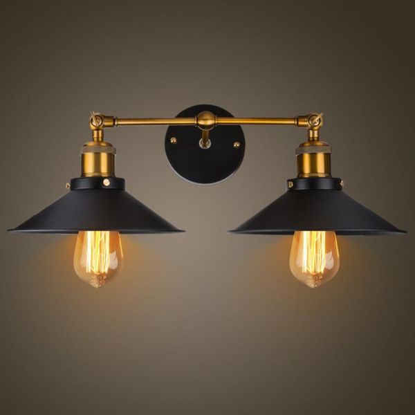 

wall lamp retro vintage 2 dual heads industrial iron bedside metal rustic light e27 e26 edison bulb sconce fixtures