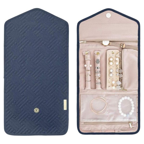 

45x23cm portable folding jewelry storage bags travel earrings necklaces bracelets rings container sundries organizer 1pc boxes & bins