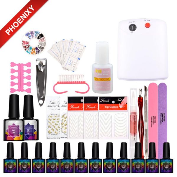 

nail art kits manicure set 36w uv led lamp for 12pcs gel polish tools extension kit