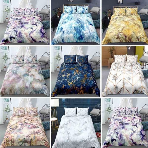 

bedding sets marble texture set  gold white blue pink duvet cover quicksand bed 2/3 luxurious