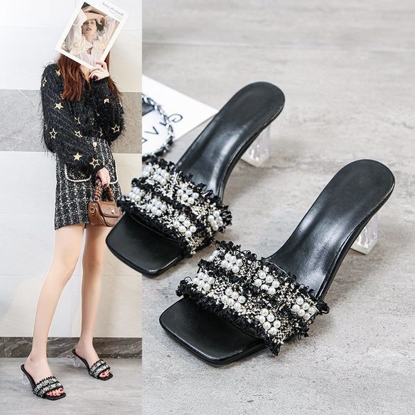 

2021 summer extra large slippers for women size 41 42 43 44, Black