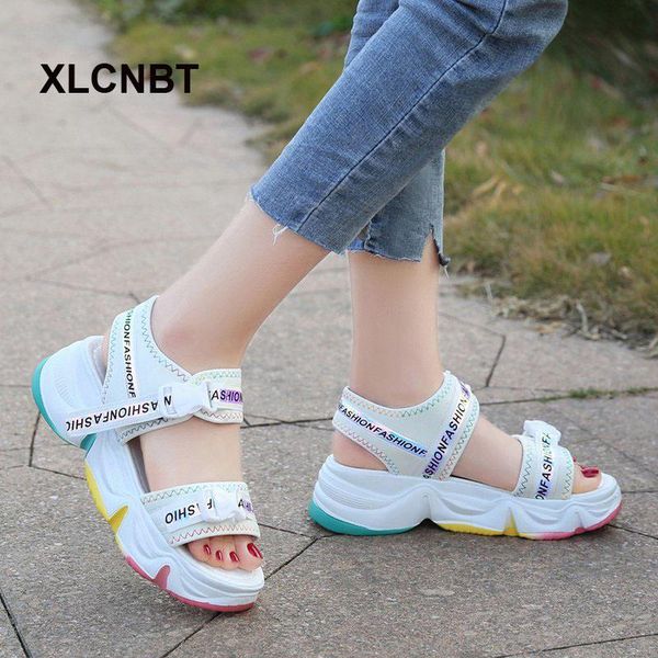 

dress shoes females sports daddy sandal women's walking sandals platform thick soles elevate lady high heels, Black