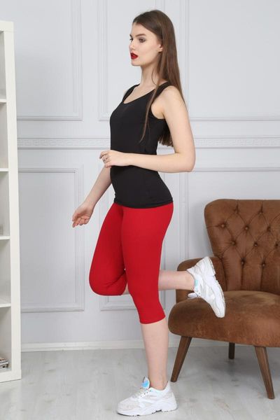 

women's leggings red below knee combed cotton tights 19705, Black