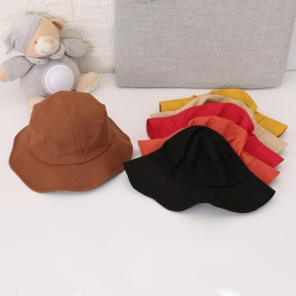 

cloches bnwige child baby casual solid color fisherman hat with elastic sun suitable for children boys and girls gift hats, Blue;gray