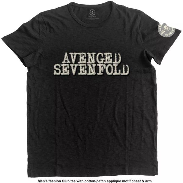 

avenged sevenfold a7x applique motif licensed men t-shirt, White;black