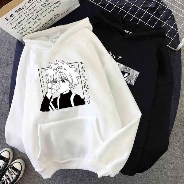 

x hunter killua zoldyck d print anime hoodi men streetwear kawaii hisoka sweatshirt hip hop hoody male, Black