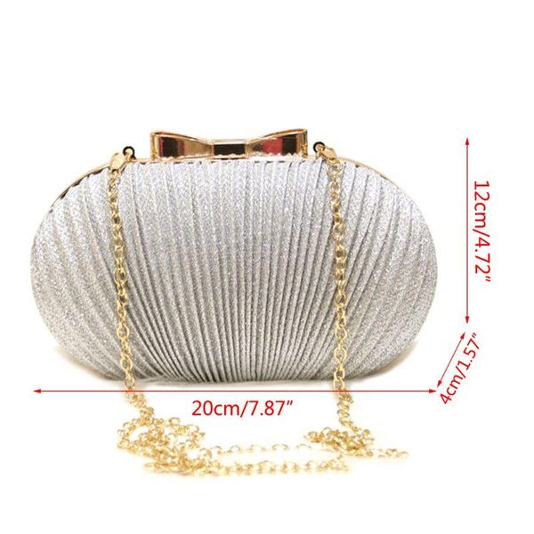 

twinkling golden evening clutch bag women bags wedding bridal metal bow chain shoulder d0ud