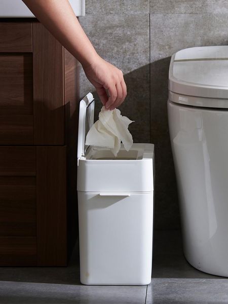 

waste bins square press sealed trash can toilet living room kitchen garbage bin household creative with lid paper basket cubo basura
