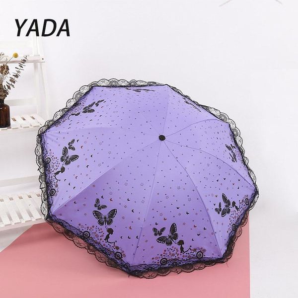 

umbrellas yada arrival butterfly girl parasol windproof folding rainy lace for women summer umbrella female gift yd210002