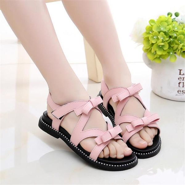 

the latest design 2021 summer children's princess sandals girls breathable shoes soft bottom fashion bow, Black;red