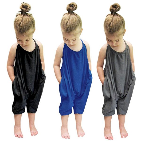 Macacões bebê algodão sem encosto meninas onesies romper crianças jumpsuits um pedaço suspender roupas