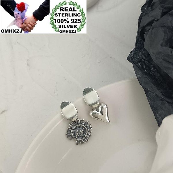 

other omhxzj wholesale he02 european fashion fine woman birthday party gift vintage heart daisy 100% 925 sterling silver stud earrings, Golden;silver