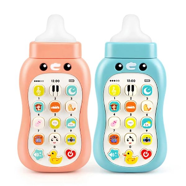 Baby-Schnuller Simulation Mobiltelefon Musik Baby Flasche Weiche Kleber Can Biss Baby 0-1 Jahre alt Early Education Jungen Mädchen Spielzeug