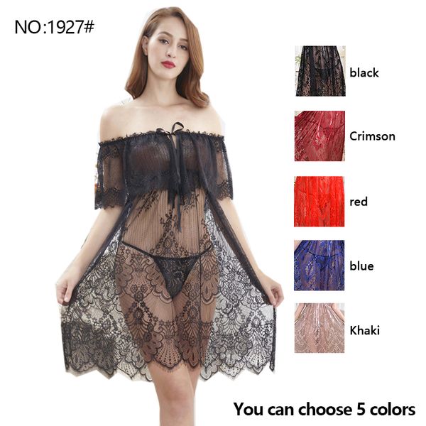 

no:1927#ms. set four seasons lace transparent pajamas mesh strapless skirt lingerie wholesale retail thongs + bras and panties factory price, Black;white