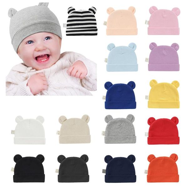 Bonés Chapéus Chapéu De Bebê Com Orelhas De Urso Algodão Inverno Quente Acessórios Nascidos Meninos E Meninas Gorro Bonito Infantil Para Crianças