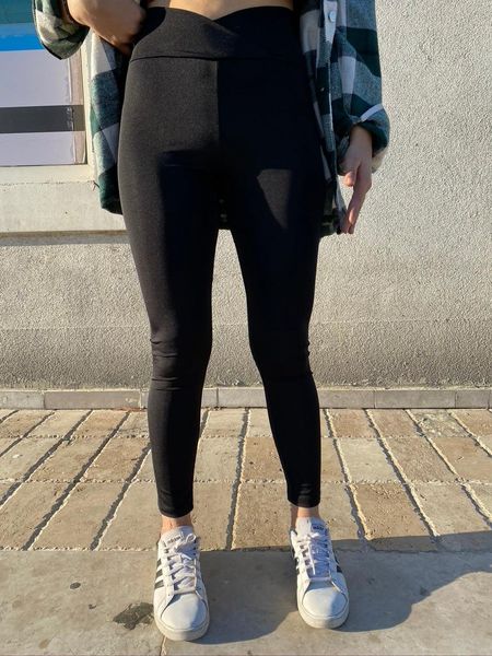 

women's leggings e2butik cross detail at waist high black