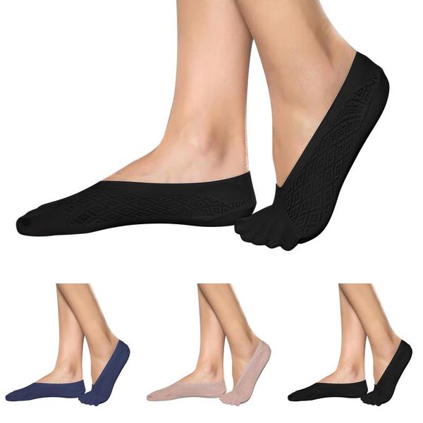 

sports socks 1 pair toe men and women five fingers breathable cotton running solid color, Black