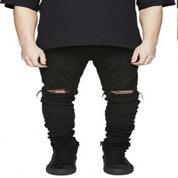 

Slim Fit Ripped Men Hi-Street Mens Distrsed Denim Joggers Knee Hol Washed Dtroyed Jeans Plus S, Blue