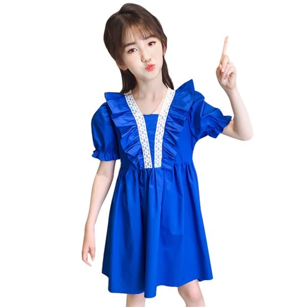 

girl summer dresses ruffles for patchwork kids lace floral s clothing 6 8 10 12 14 210528, Red;yellow
