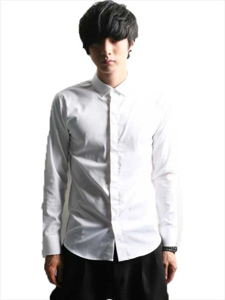 

men's casual shirts long-sleeve shirt spring and autumn yamamoto style urban youth personality fashion slim size, White;black