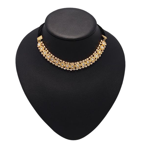 

chokers black velvet choker necklaces headbands women square chain & pendants party rhinestone gifts xl10, Golden;silver