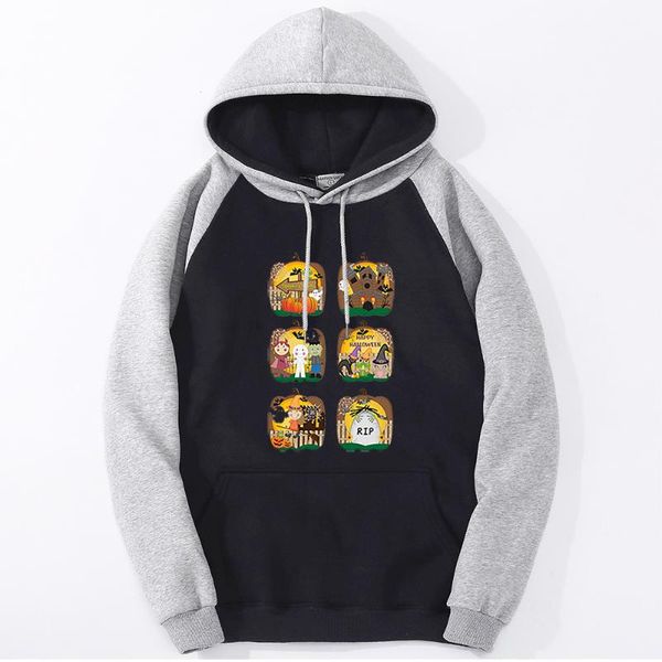 

women's hoodies & sweatshirts halloween cartoon puzzle women harajuku vintage raglan swetshirt o-neck anime clothes 2021, Black
