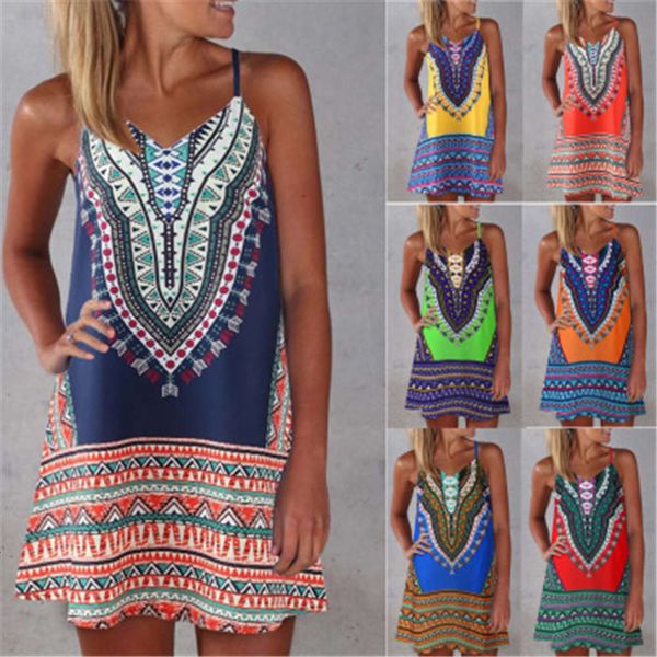 

casual dresses dress women clothes summer digital print suspender u51a, Black;gray