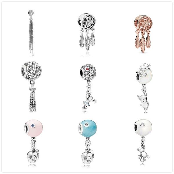 Jóias de Memnon 925 Sterling Silver Enchanted Heart Tassel Pingente Charme Espiritual Dreamcatcher Charms Balão Contas Fit Bracelets DIY For Women 797034en23