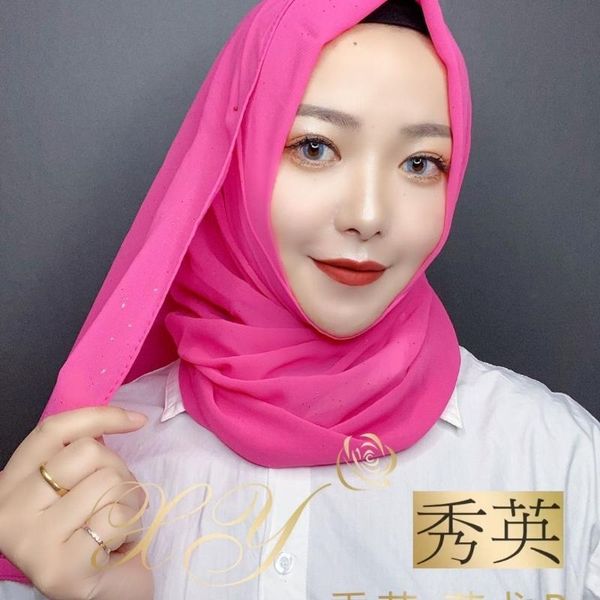 

ethnic clothing hijab gold chiffon scarf muslim fall winter fashion long style foullard femme africaine turbans for women, Red