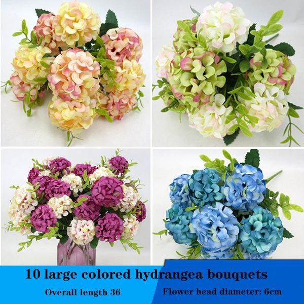 

decorative flowers & wreaths peony fake flower luxury bouquet wedding decoration home table sky blue hydrangea