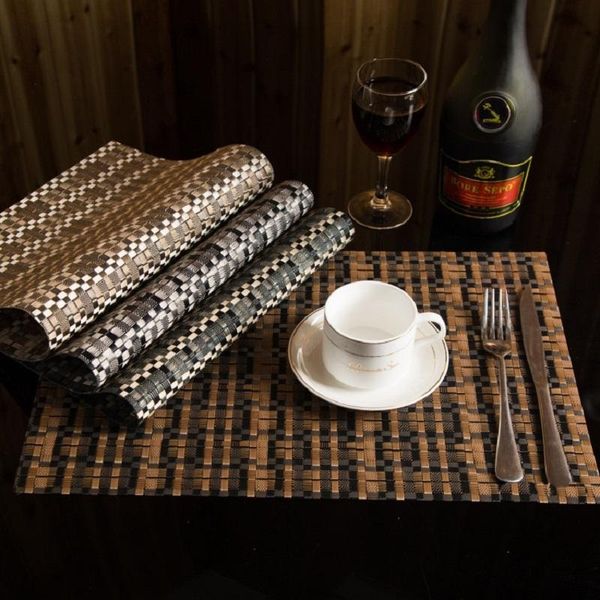 

table napkin art stripe imitation weave insulation pad pvc life 2 pieces set kitchen mats decorative steak plate mat