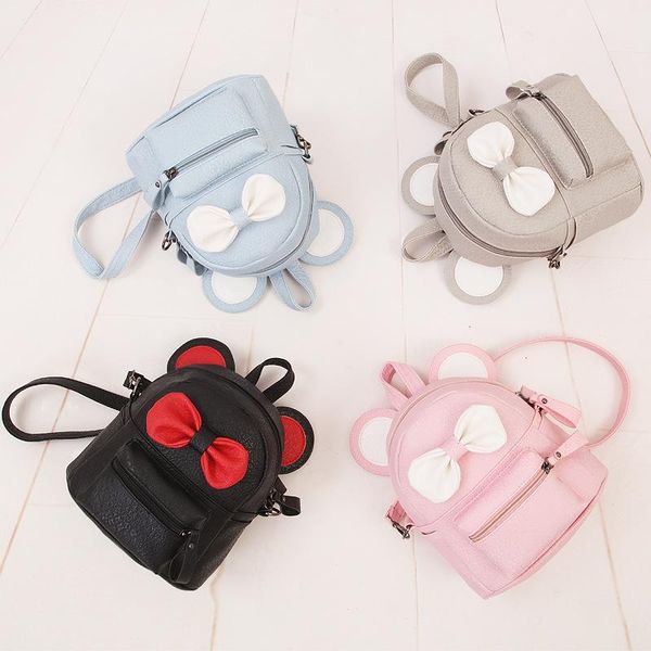 

cute mini girls bow backpack fashion kindergarten schoolbag kids bag girl pure colour kid messenger bags