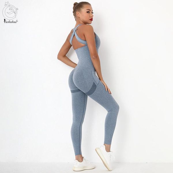 

yoga outfit 2021 seamless one-piece sets women gym clothing set with padded back hollow sports tights rompers fitness jumpsuit