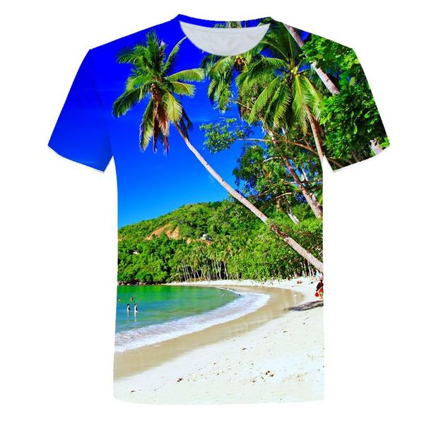 

summer casual beach wind vacation 3d print o neck short sleeve t shirt men funny landscape shirts oversized s-6xl men's t-shirts, White;black