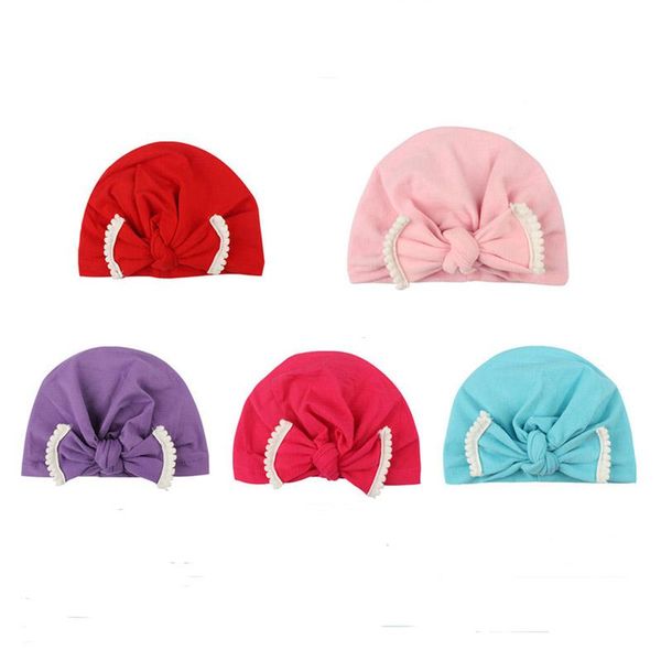 

caps & hats girls boys muslim hat super soft bows turban ear knot cap beanie 100% cotton bohemian bowknot turbans, Yellow