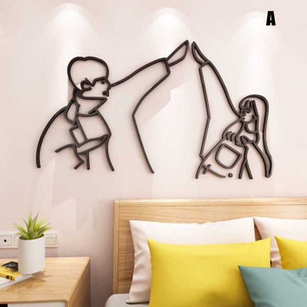 DIY acrílico 3d arte adesivo de parede cama quarto decoração auto-adesivo lavável tryc889