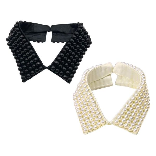 

women handmade beading faux pearls layers bib lapel fake collar necklace choker, Blue;purple