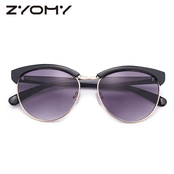 

sunglasses q brand designer round frame ladies eyewear women driving goggles uv400 cat eye clear lens, White;black