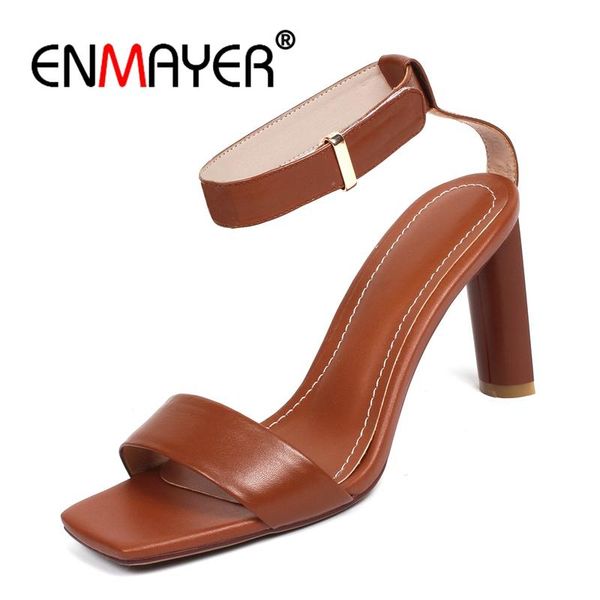 

sandals genuine leather buckle strap zandalias de verano mujer high heels women sandalia feminina size 34-43 zyl2704, Black