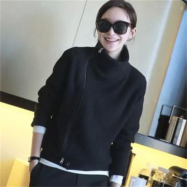 

women's jackets women sweater autumn winter new turtleneck cardigan cashmere cardigan knitting winter coat xwtv, Black;brown