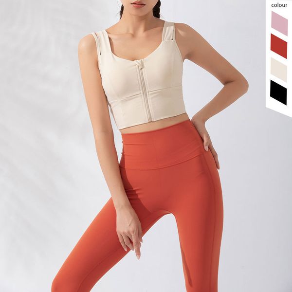 

back sports underwear running outside zipper yoga fitness bra, Gray